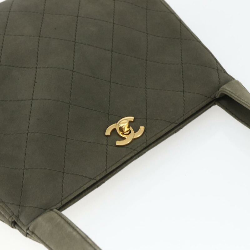 【日本直送】香奈兒 Matelasse 麂皮肩背包 卡其色 CC Auth 122906-5