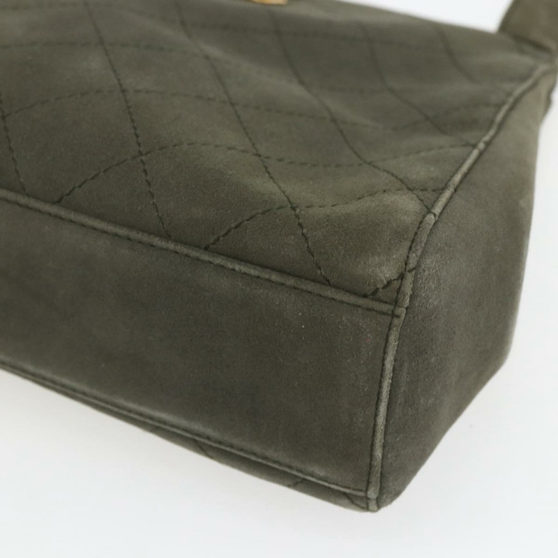 【日本直送】香奈兒 Matelasse 麂皮肩背包 卡其色 CC Auth 122906-9
