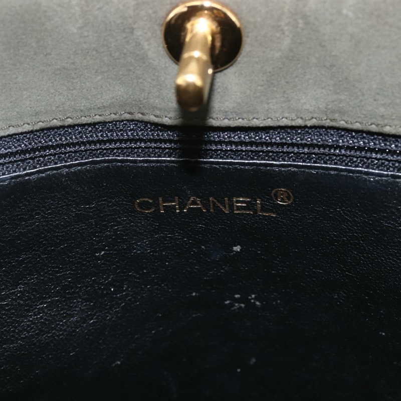 【日本直送】香奈兒 Matelasse 麂皮肩背包 卡其色 CC Auth 122906-13