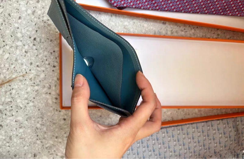 全新 愛馬仕 Hermès 愛馬仕 Epsom 皮革短夾｜藍綠色系｜白線｜多卡層｜附盒-2