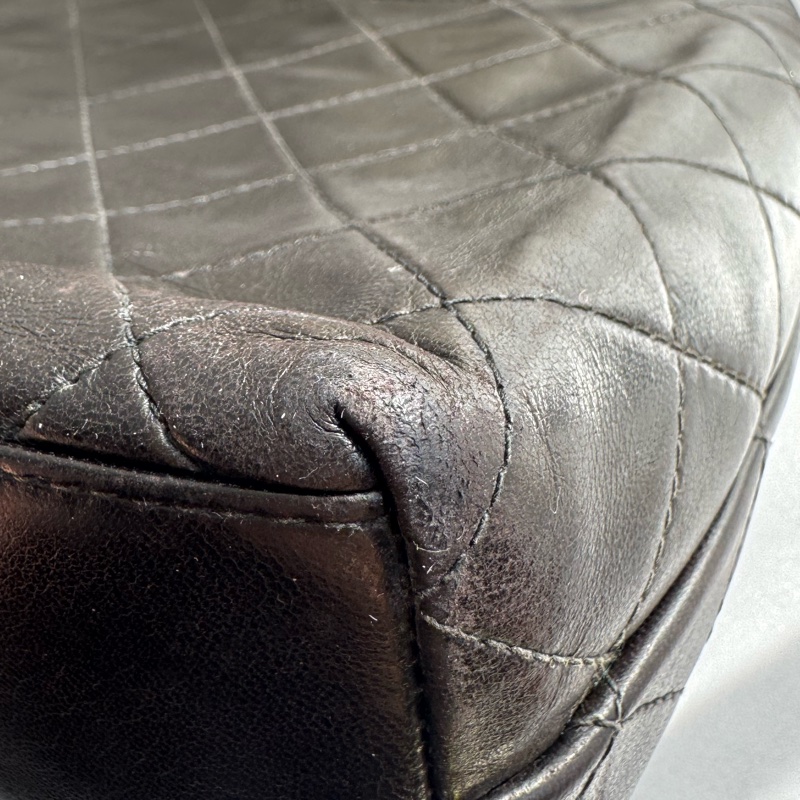 Chanel 黑菱格金雙C口蓋紐結肩背包 vintage ❤️❤️老香-8