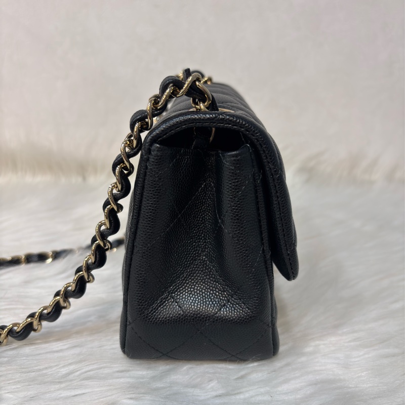 CHANEL A35200 17 MINI COCO CF 黑色荔枝 牛皮金鍊 方胖 方胖子 口蓋包-1