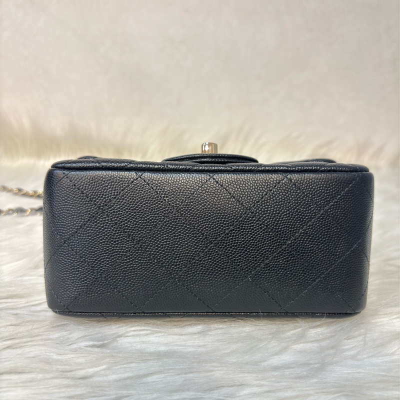 CHANEL A35200 17 MINI COCO CF 黑色荔枝 牛皮金鍊 方胖 方胖子 口蓋包-8