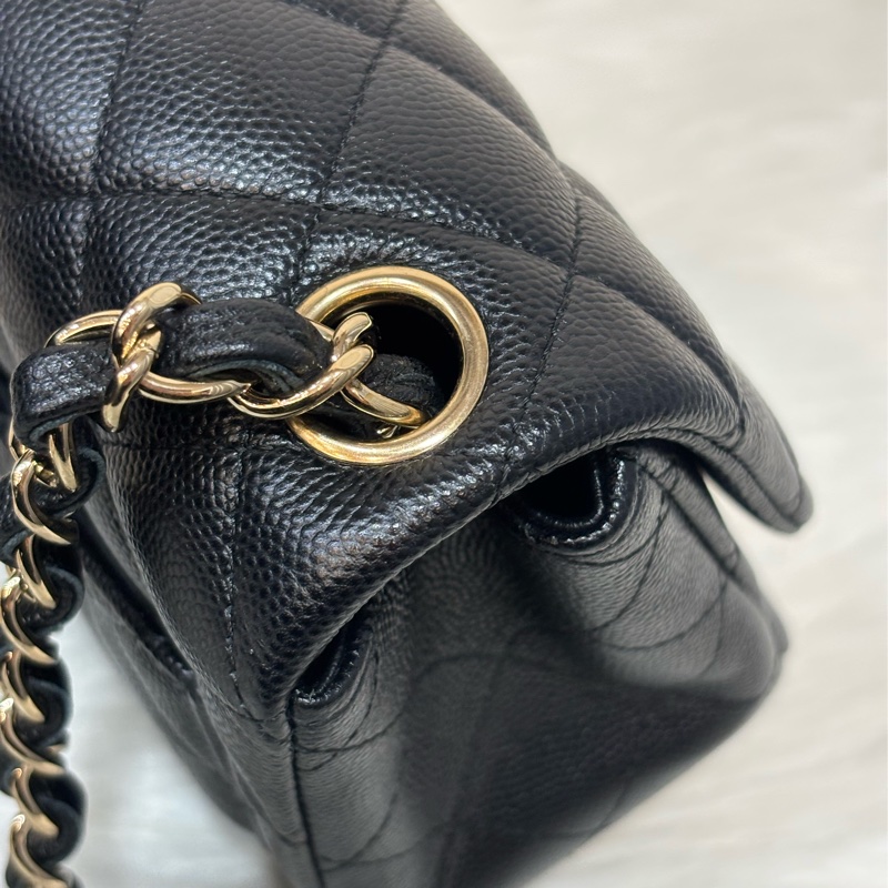 CHANEL A35200 17 MINI COCO CF 黑色荔枝 牛皮金鍊 方胖 方胖子 口蓋包-19