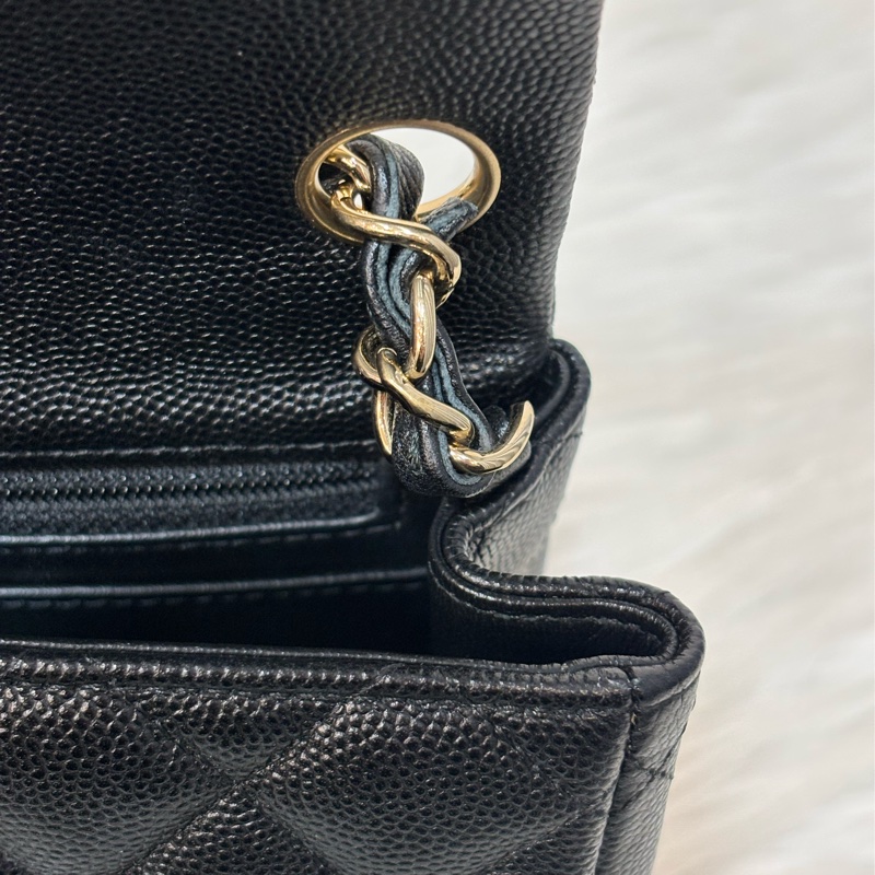 CHANEL A35200 17 MINI COCO CF 黑色荔枝 牛皮金鍊 方胖 方胖子 口蓋包-26