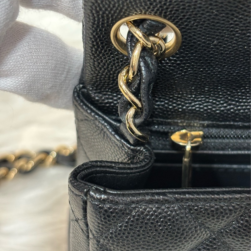 CHANEL A35200 17 MINI COCO CF 黑色荔枝 牛皮金鍊 方胖 方胖子 口蓋包-27