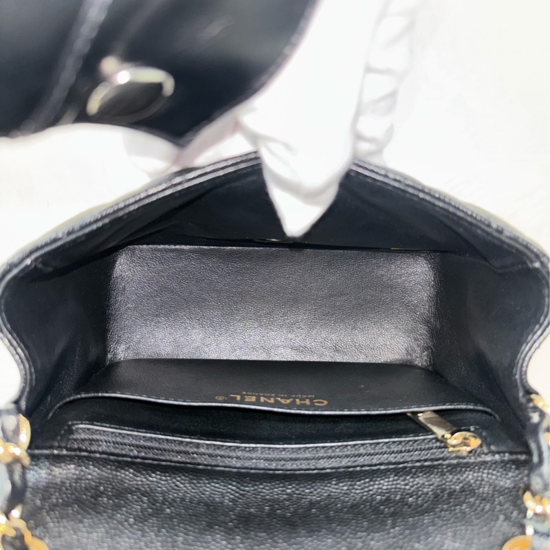 CHANEL A35200 17 MINI COCO CF 黑色荔枝 牛皮金鍊 方胖 方胖子 口蓋包-36