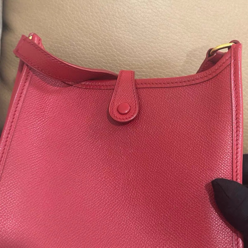 超值 9.9 成新 愛馬仕 Hermès Mini Evelyne TPM｜紅色系｜打孔H｜金扣｜斜背小包-7