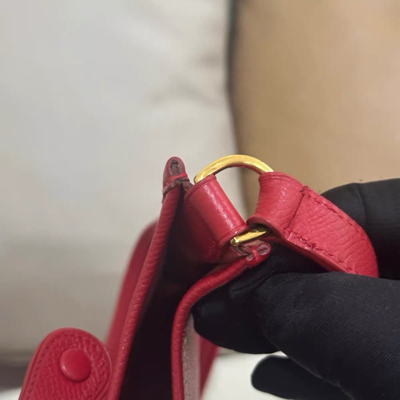 超值 9.9 成新 愛馬仕 Hermès Mini Evelyne TPM｜紅色系｜打孔H｜金扣｜斜背小包-8
