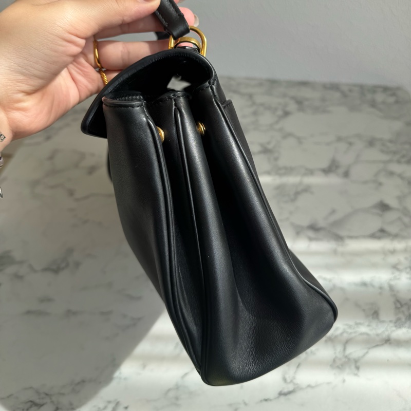 Balenciaga 黑皮革金釦Rodeo手提兩用包✨-3