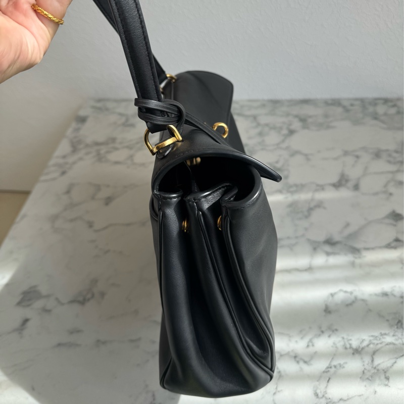 Balenciaga 黑皮革金釦Rodeo手提兩用包✨-4