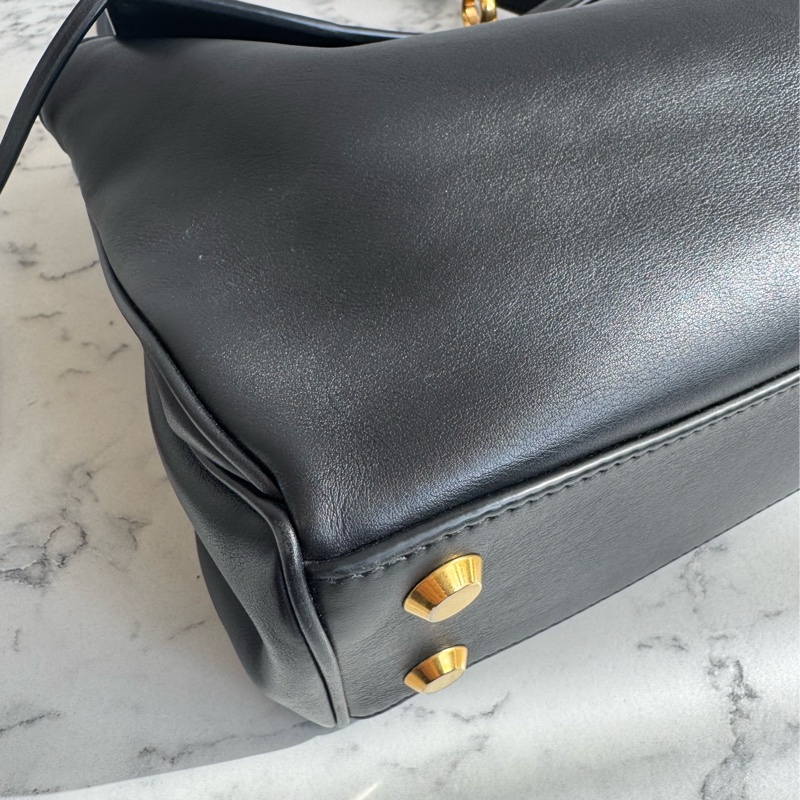 Balenciaga 黑皮革金釦Rodeo手提兩用包✨-6