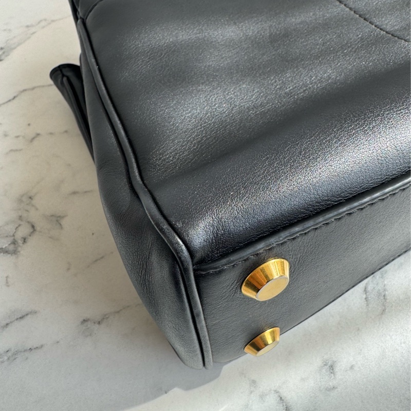 Balenciaga 黑皮革金釦Rodeo手提兩用包✨-9