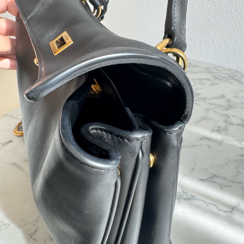 Balenciaga 黑皮革金釦Rodeo手提兩用包✨-14