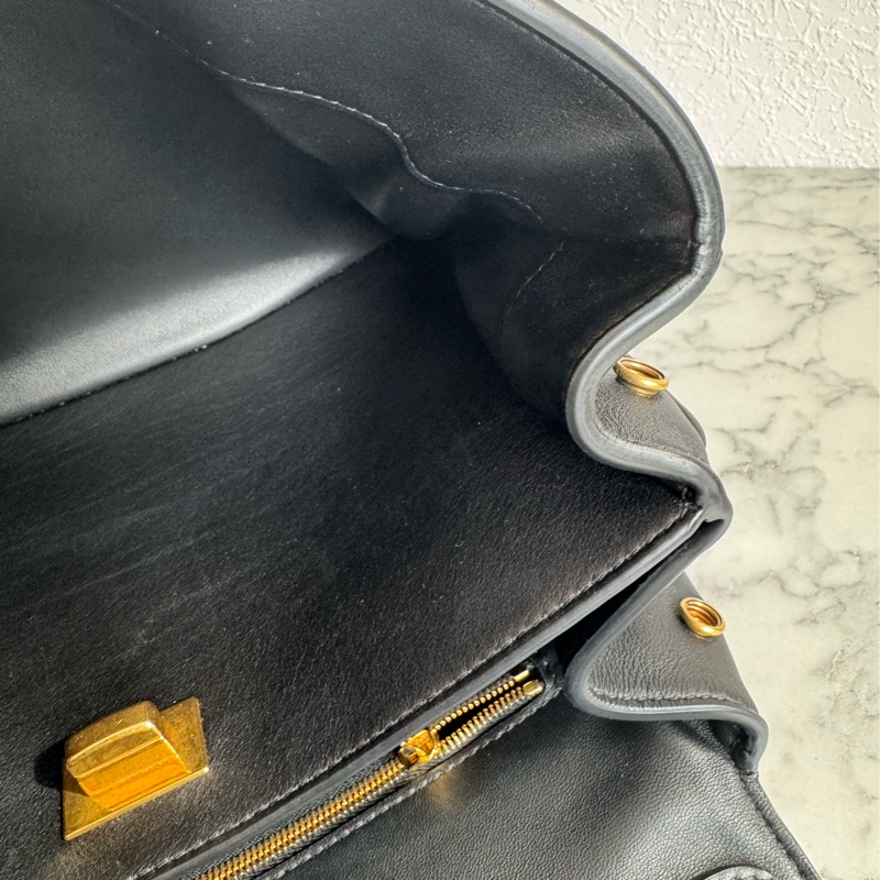 Balenciaga 黑皮革金釦Rodeo手提兩用包✨-38