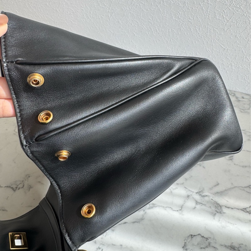 Balenciaga 黑皮革金釦Rodeo手提兩用包✨-42