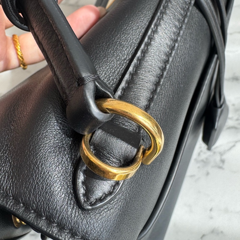 Balenciaga 黑皮革金釦Rodeo手提兩用包✨-46