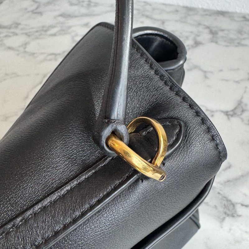 Balenciaga 黑皮革金釦Rodeo手提兩用包✨-47