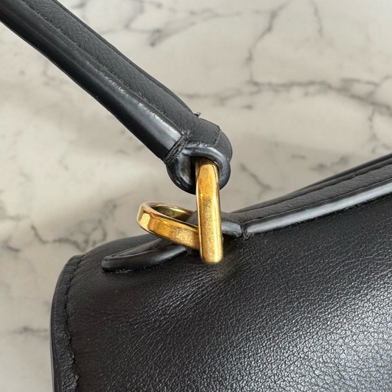Balenciaga 黑皮革金釦Rodeo手提兩用包✨-49