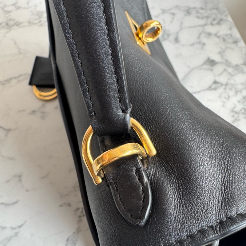 Balenciaga 黑皮革金釦Rodeo手提兩用包✨-50