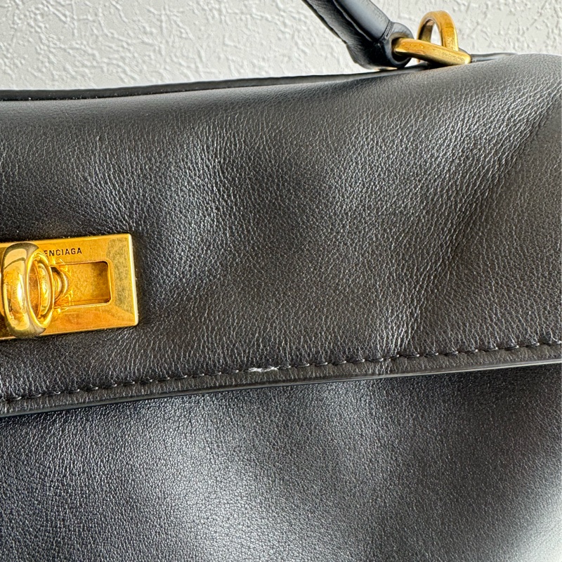 Balenciaga 黑皮革金釦Rodeo手提兩用包✨-59