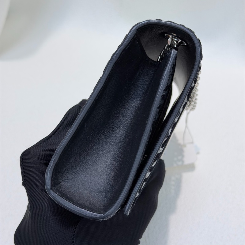 YSL 銀閃粉豹紋流蘇鏈條斜背包 X672-9