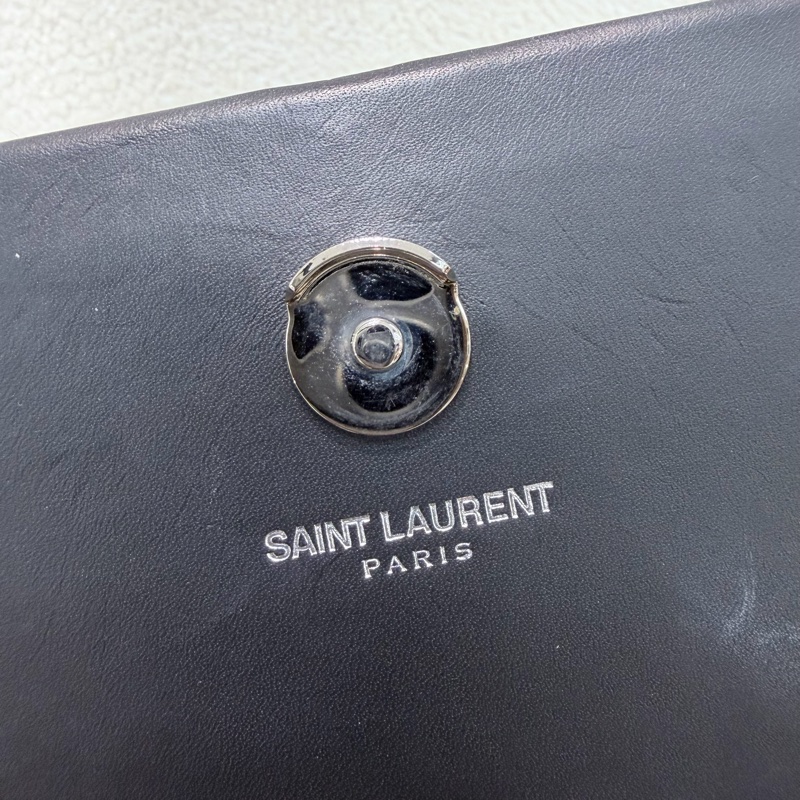 YSL 銀閃粉豹紋流蘇鏈條斜背包 X672-23