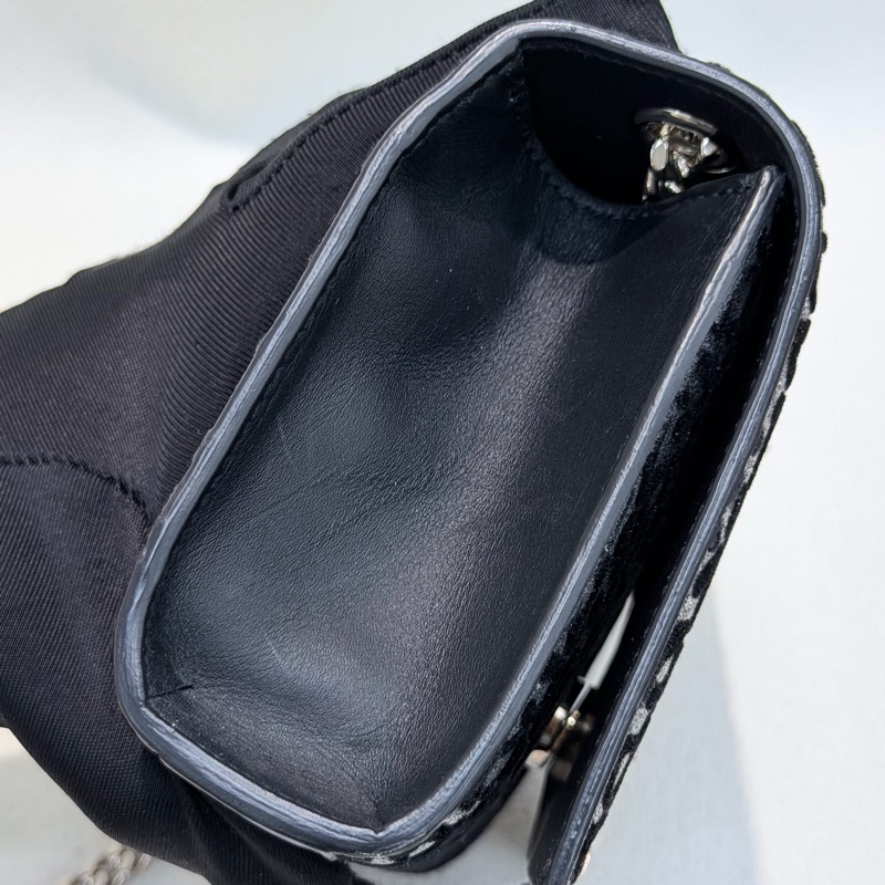 YSL 銀閃粉豹紋流蘇鏈條斜背包 X672-29