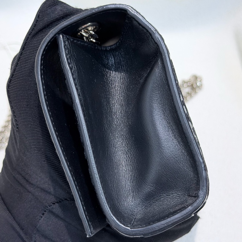 YSL 銀閃粉豹紋流蘇鏈條斜背包 X672-30