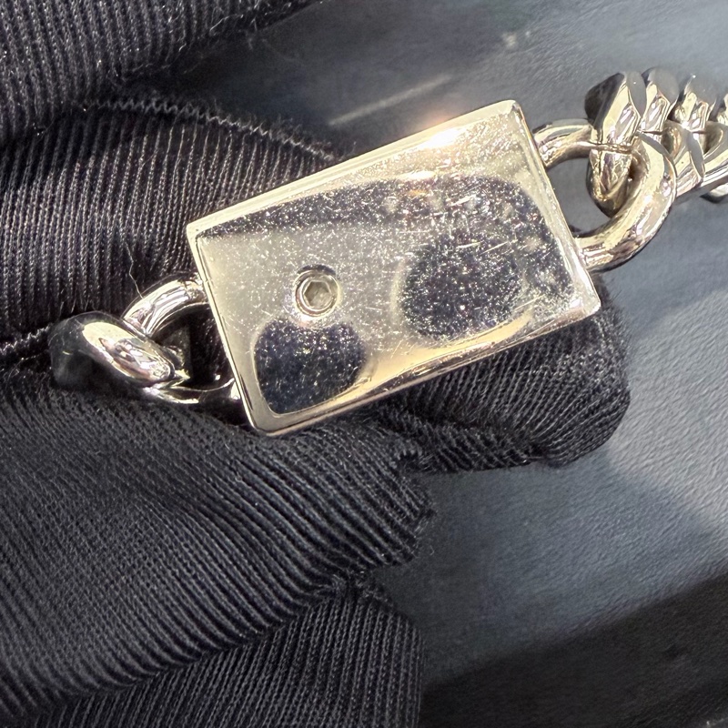 YSL 銀閃粉豹紋流蘇鏈條斜背包 X672-43