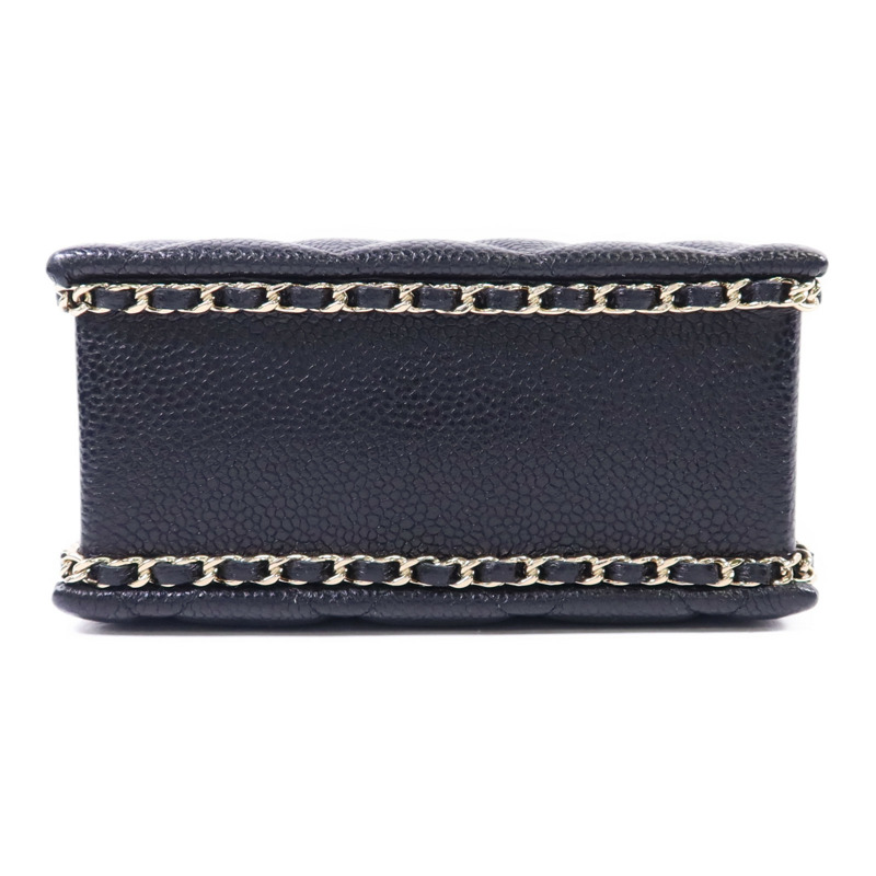 CHANEL 牛皮皮革Chain Shoulder金扣鏈帶肩背袋-3