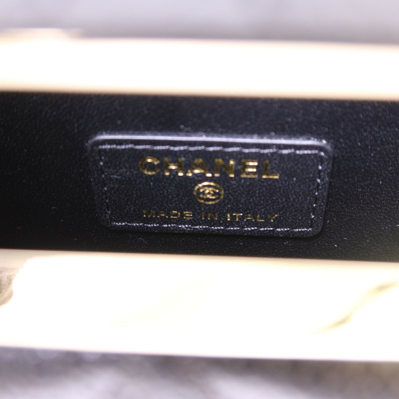 CHANEL 牛皮皮革Chain Shoulder金扣鏈帶肩背袋-6