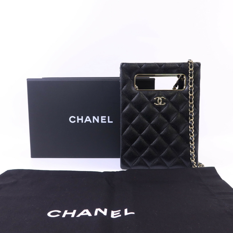 CHANEL 牛皮皮革Chain Shoulder金扣鏈帶肩背袋-13