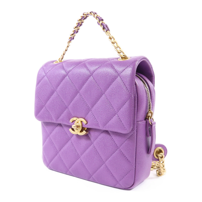 CHANEL 牛皮皮革Backpack金扣背包-2