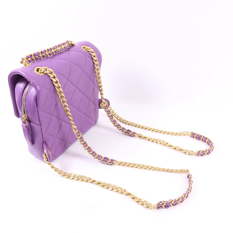 CHANEL 牛皮皮革Backpack金扣背包-3