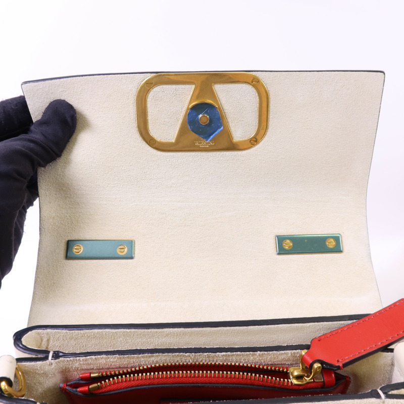 Valentino 牛皮皮革VRing Top Handle金扣手挽肩背兩用袋-6