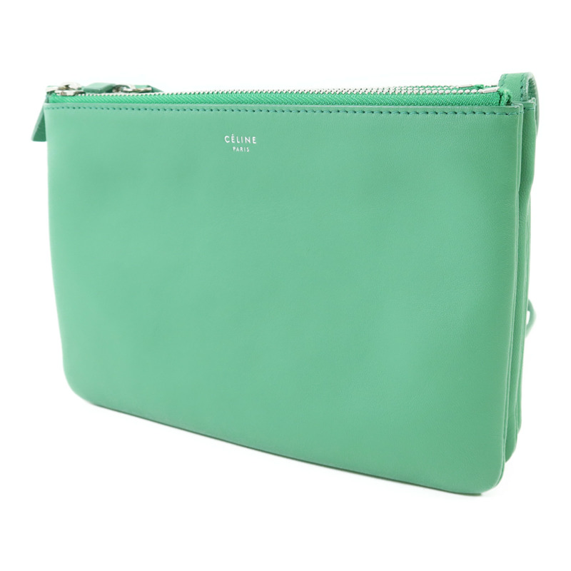 CELINE 羊皮皮革Trio銀扣肩背袋-2