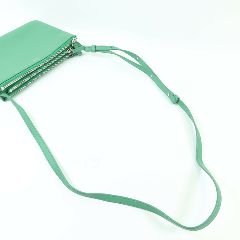 CELINE 羊皮皮革Trio銀扣肩背袋-4