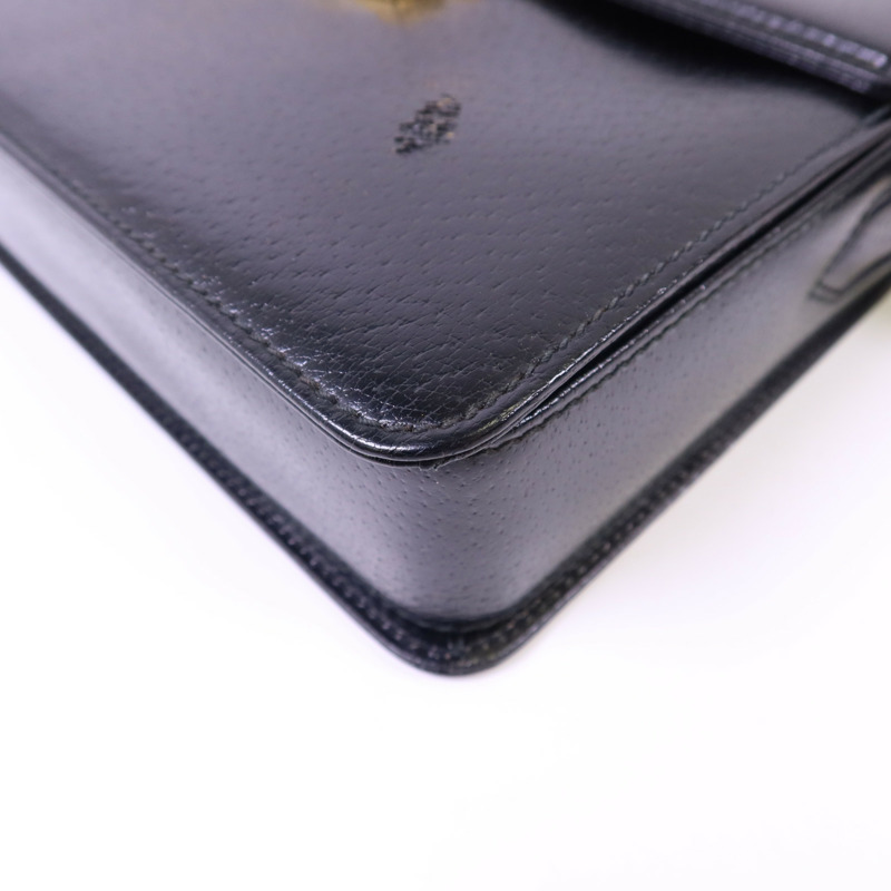 GUCCI 牛皮皮革Shoulder Bag金扣肩背袋-11