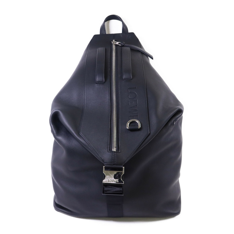 LOEWE 牛皮皮革Convertible Backpack銀扣背包-0