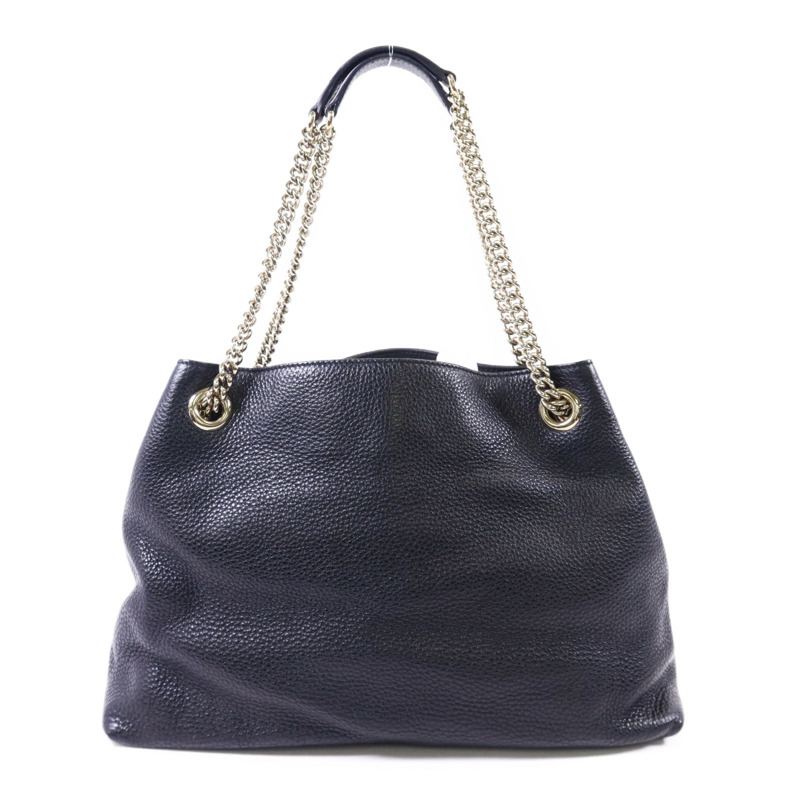 GUCCI 牛皮皮革Soho Pebbled金扣鏈帶肩背袋-1