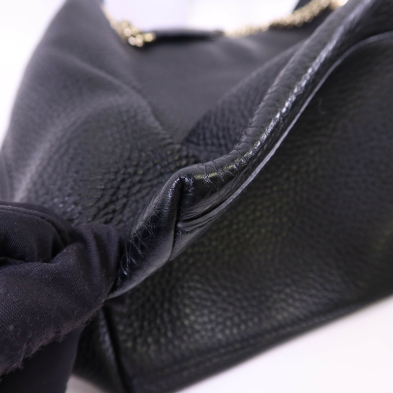 GUCCI 牛皮皮革Soho Pebbled金扣鏈帶肩背袋-11