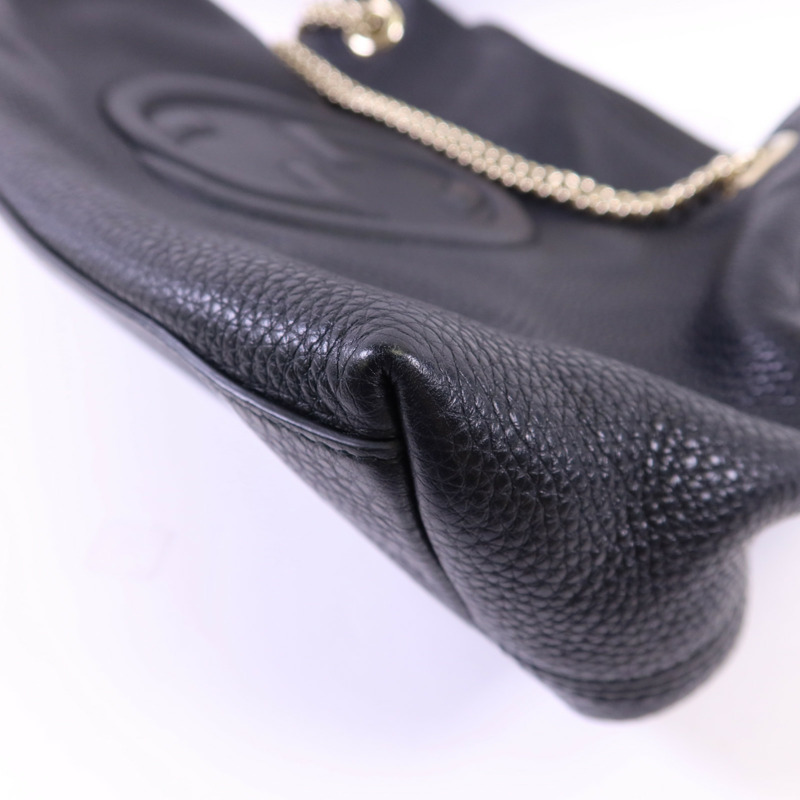 GUCCI 牛皮皮革Soho Pebbled金扣鏈帶肩背袋-12