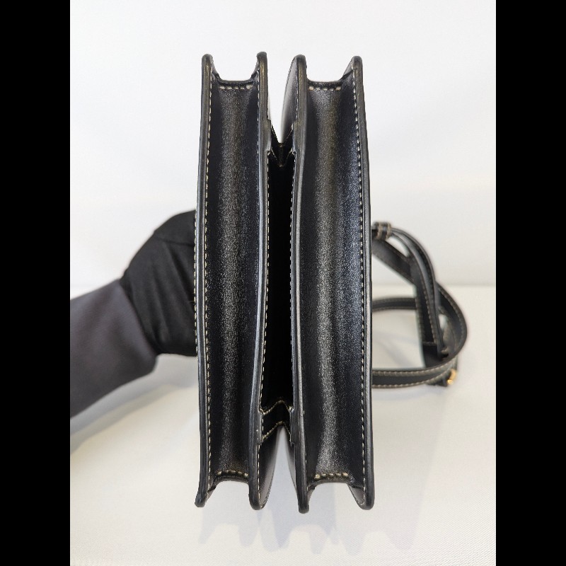 莉亞精品♡Burberry 黑色拼接斜背包 九新美包-8