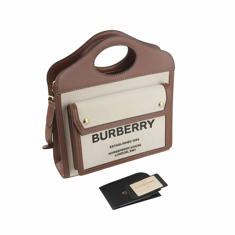 【包稅】BURBERRY 迷你雙色口袋斜背包 35828Y-7