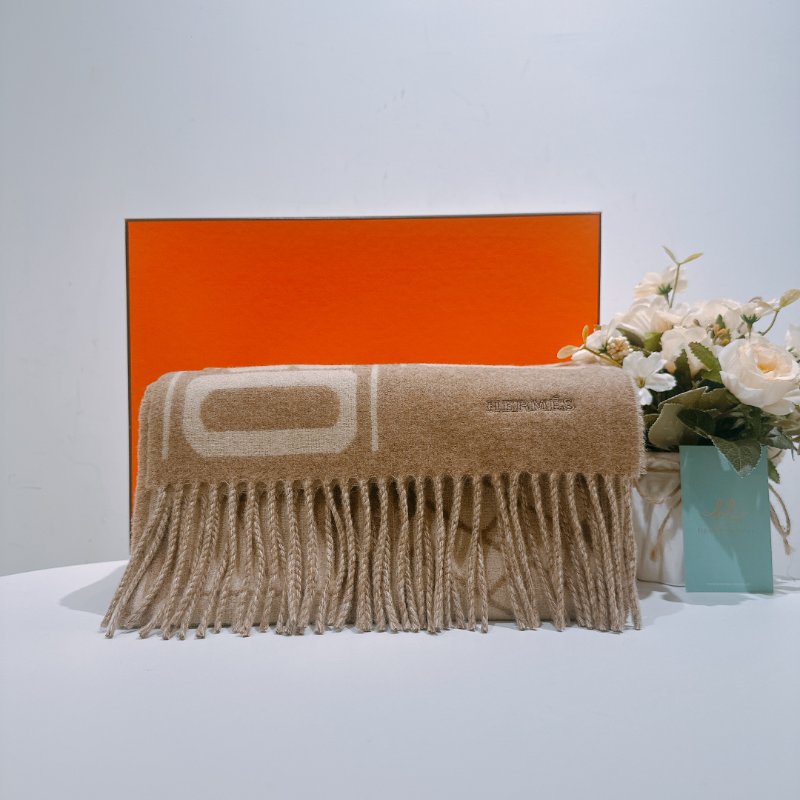 TW4665 Hermes愛馬仕 雙面 純羊絨 圍巾 Clic C'est Noue Scraf 25 x 170 cm Marron Glacé / Craie-0