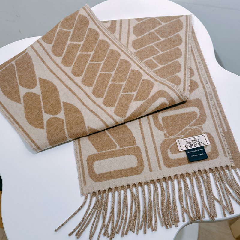 TW4665 Hermes愛馬仕 雙面 純羊絨 圍巾 Clic C'est Noue Scraf 25 x 170 cm Marron Glacé / Craie-4