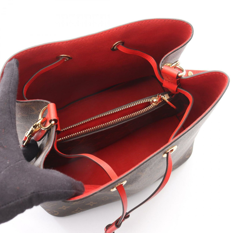 路易威登 NeoNoe 女士單肩包，塗層帆布和皮革，Monogram 圖案，棕紅色，M44021-2