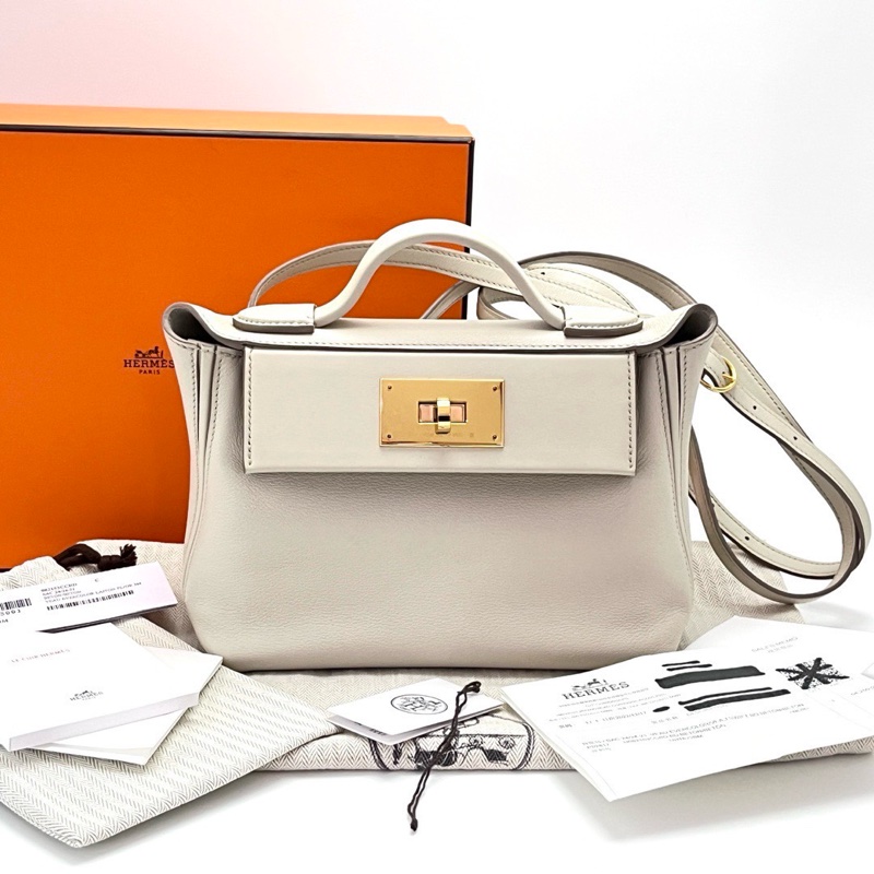 HERMES 冰川白金扣2424mini手提肩背斜背包21*16*11 98新配件盒子塵袋購證吊牌-1