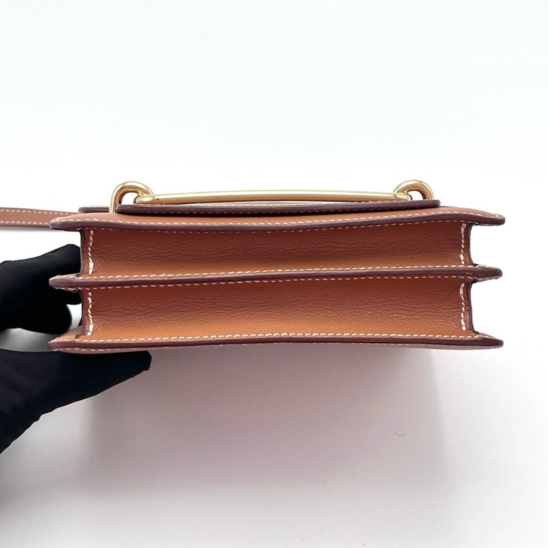 HERMES 金棕金扣豬鼻子19肩背斜背包18*16*5 98新配件盒子塵袋購證-4